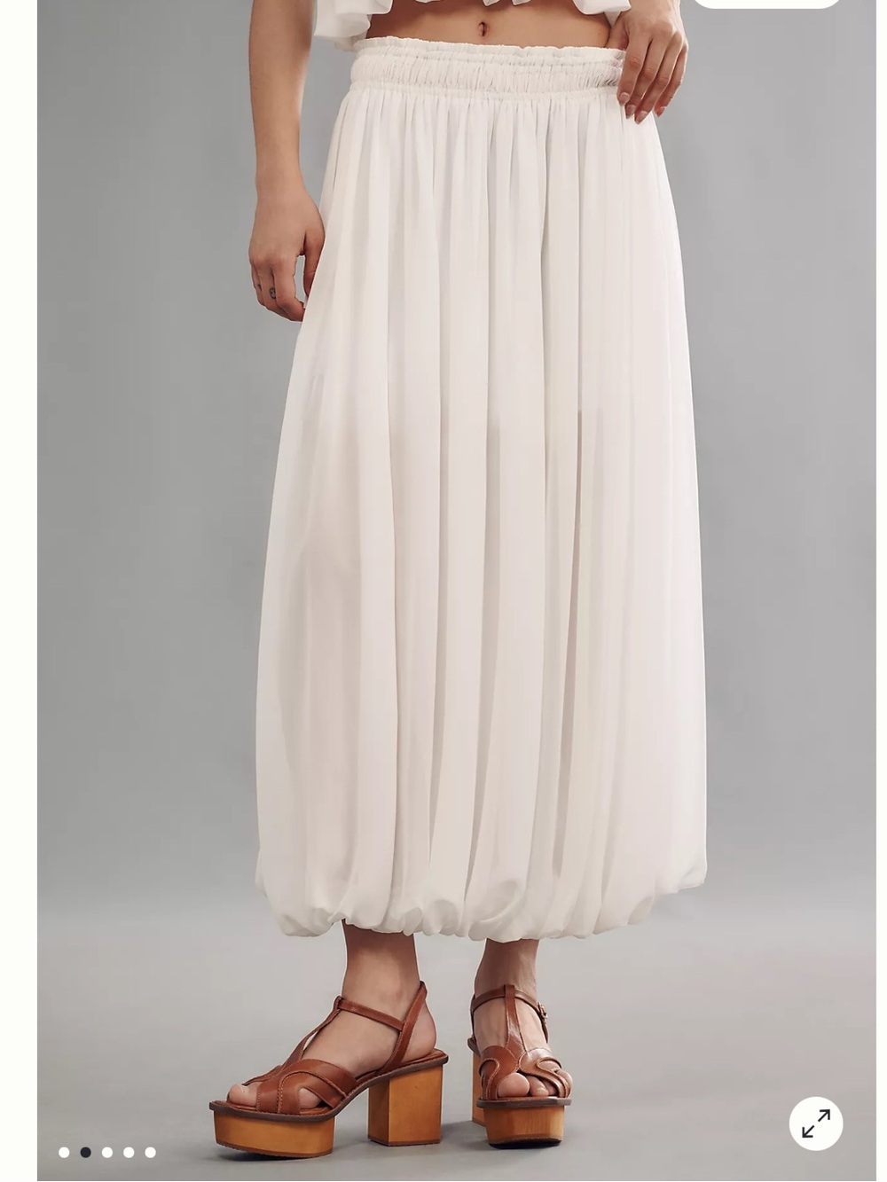 Bardot 10 Skirt Corina Chiffon Bubble Ivory Maxi Midi Anthropologie Minimalist